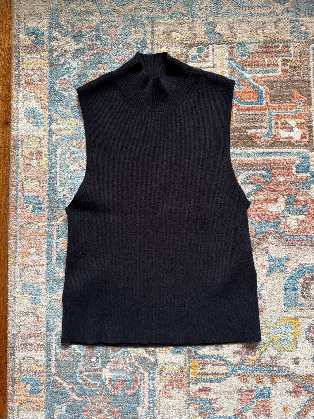 Madewell Black Sleeveless Ribbed Mock Neck Top